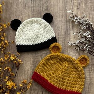Handmade Crochet Cozy Cub Panda Bear Hats